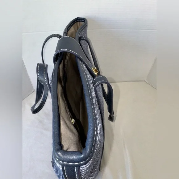 TALBOTS BLUE PACKABLE PAPER-STRAW WOMENS TOTE BAG SHOULDER PURSE - Picture 11 of 15